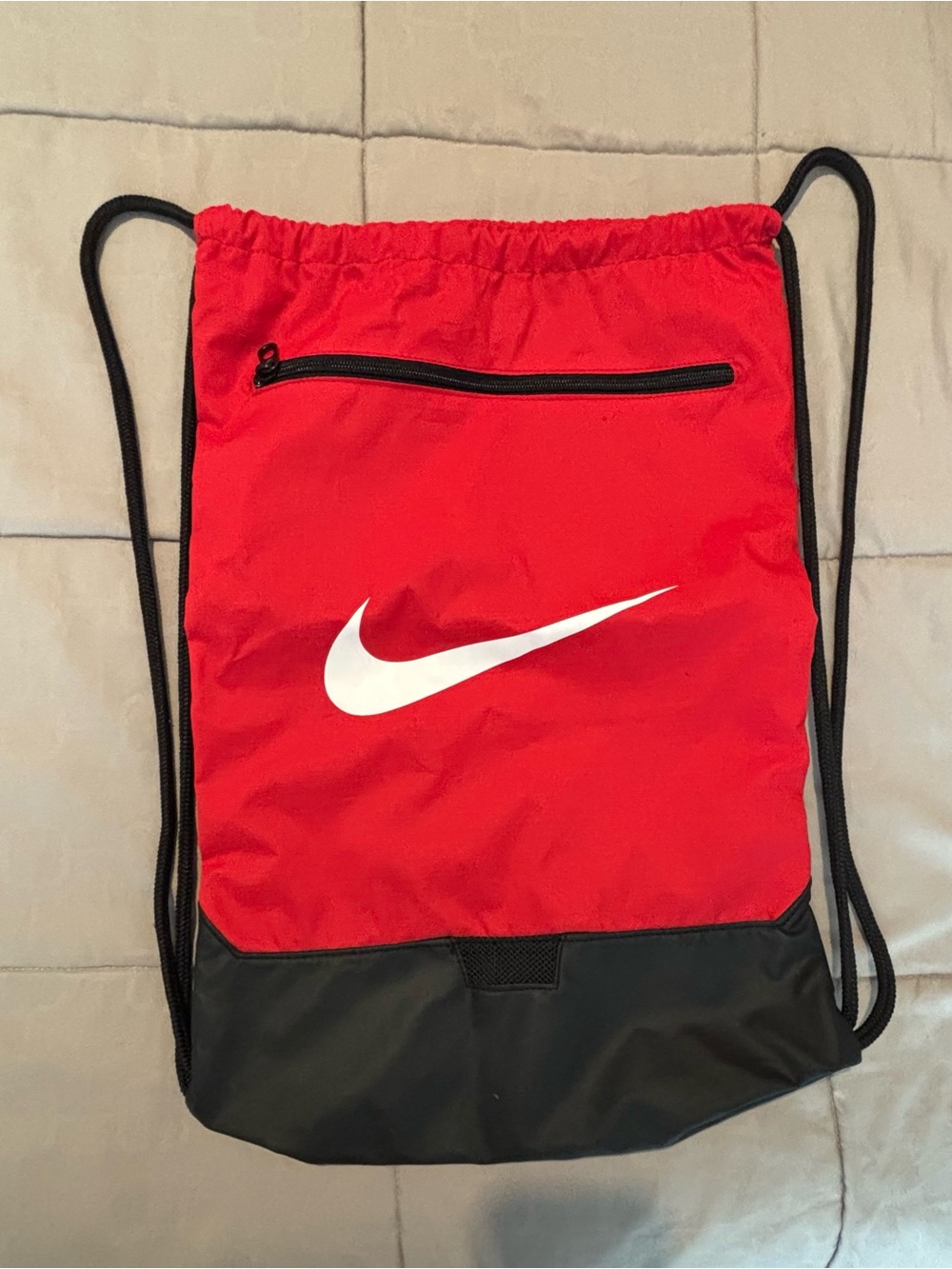 Nike Red Drawstring Gym Backpack with Black Base